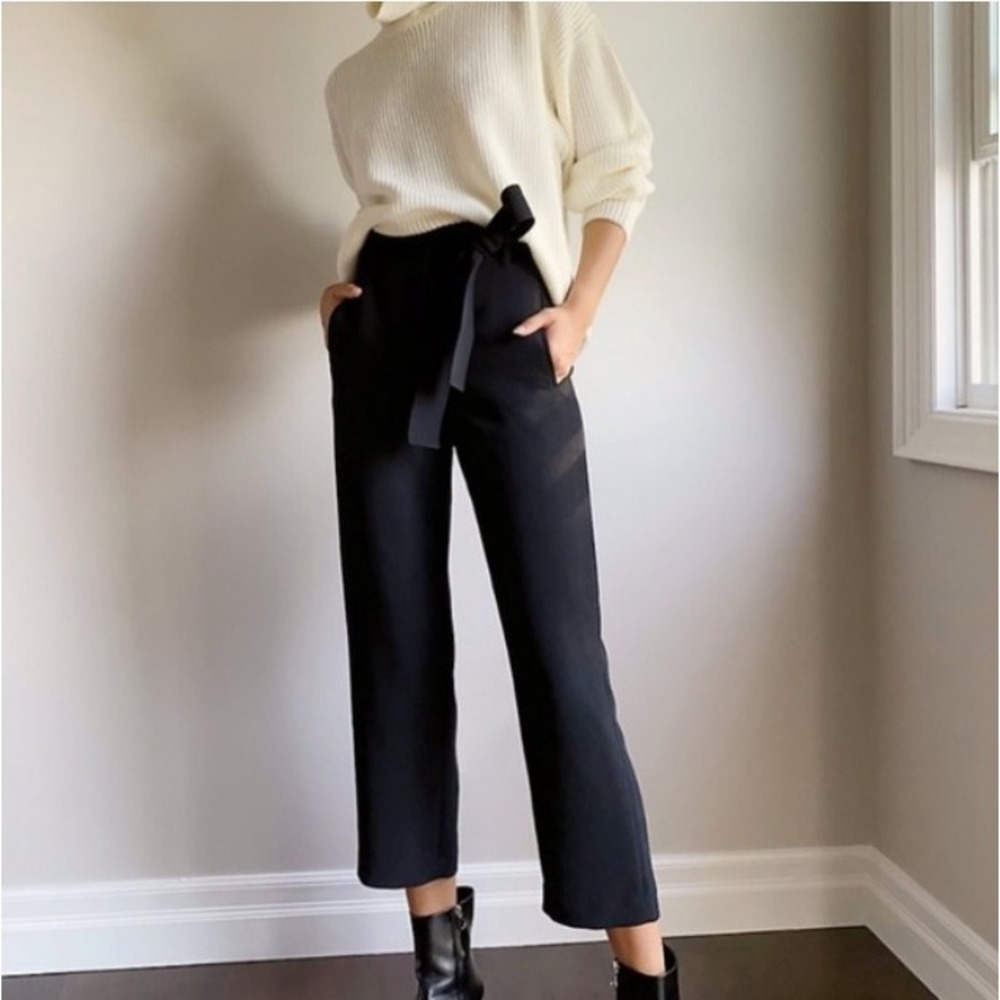 Wilfred Crepe Trousers Belt Bow Tie Straight Leg High Waisted Pockets Cigarette